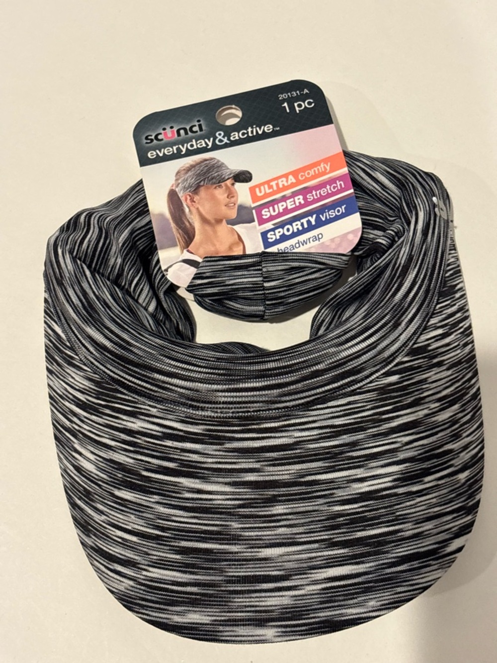 scünci Black & White Space-Dye Sun Sport Visor Headwrap Hat